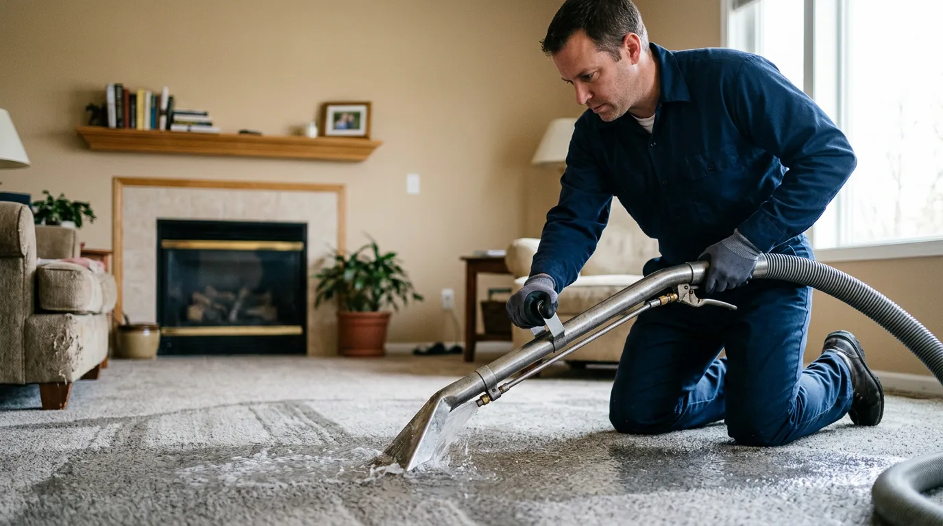 Water damage restoration technician working near Mayetta, KS
